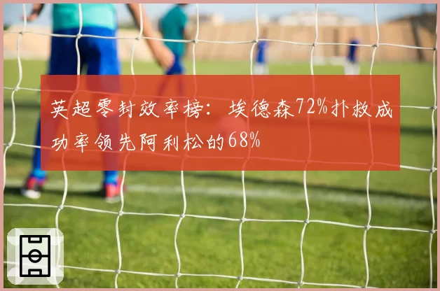 英超零封效率榜：埃德森72%扑救成功率领先阿利松的68%